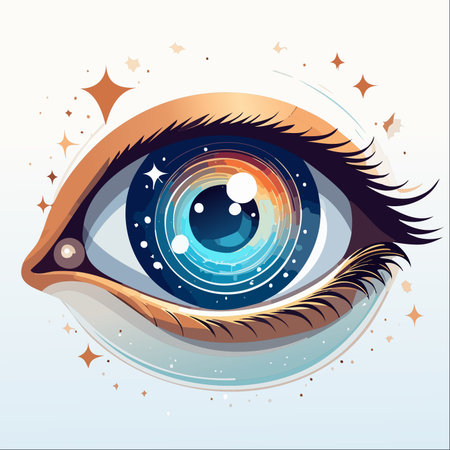 A mesmerizing illustration of an eye holding the entire universe within its gaze.のイラスト素材