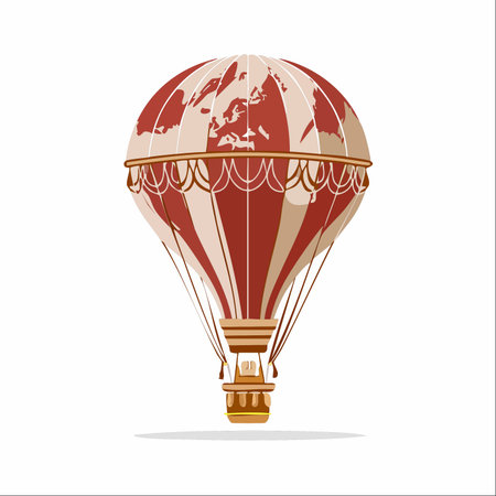 Embark on a journey of discovery with this beautifully illustrated vintage hot air balloon.のイラスト素材
