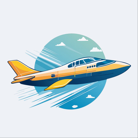 A sleek, modern private jet streaks across the sky, its powerful engines leaving a trail of motion.のイラスト素材