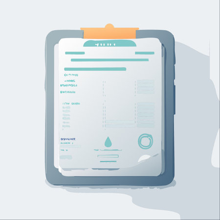 A detailed water service invoice is clipped neatly to a clipboard, ready for review.のイラスト素材