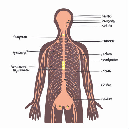 A clear and simplified anatomical diagram illustrating the complex network of the human nervous system.のイラスト素材