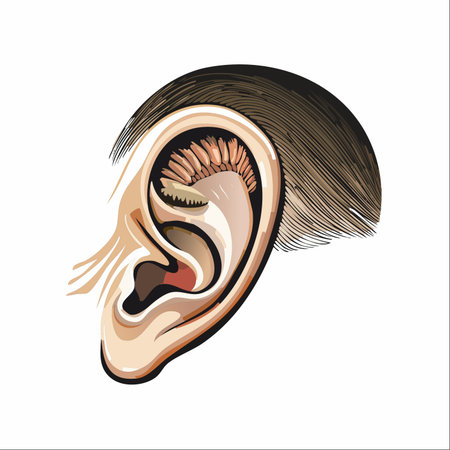 An artistic and stylized illustration depicting the intricate anatomy of the human ear.のイラスト素材