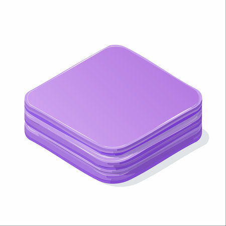 A sleek, glossy purple platform presented in a clean isometric view. This minimalist 3D object represents a solid foundation, a starting point for innovation, or a key module in a digital interface.のイラスト素材
