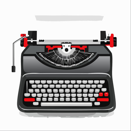 A detailed vector illustration of a classic vintage typewriter, isolated on a white background.のイラスト素材