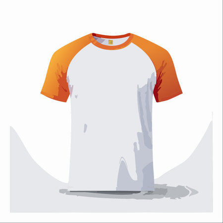 A clean and modern vector illustration of a blank raglan t-shirt with vibrant orange sleeves.のイラスト素材