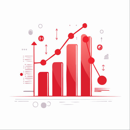 A dynamic illustration of a business chart showing a period of steady growth followed by a sudden downturn.のイラスト素材