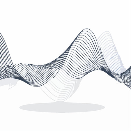 An abstract illustration of a dynamic, flowing waveform on a clean white background.のイラスト素材