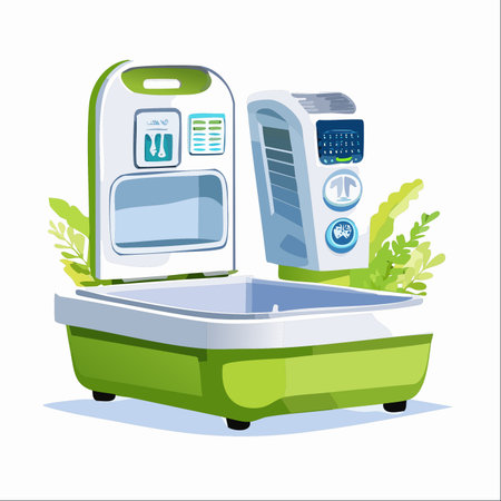 A conceptual smart appliance designed for the modern, eco-conscious home.のイラスト素材