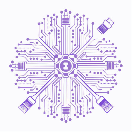 A symbolic illustration where art and technology converge.のイラスト素材