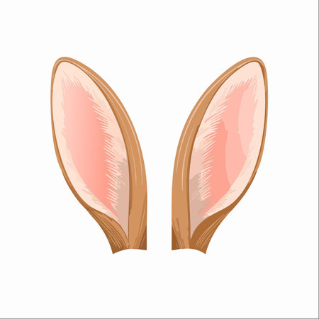 A pair of adorable, cartoonish rabbit ears peeks into view, ready for Easter fun.のイラスト素材