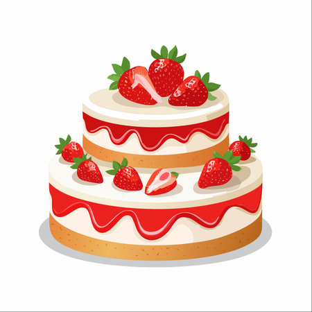 A beautifully crafted two-tiered cake, perfect for any special occasion.のイラスト素材