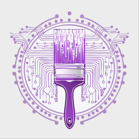 A symbolic vector illustration representing the fusion of art and technology.のイラスト素材