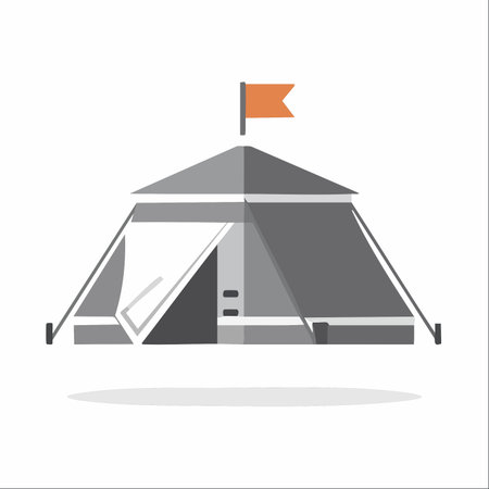 A clean, modern vector illustration of a camping tent, perfect for projects related to outdoor adventure, travel, and recreation.のイラスト素材