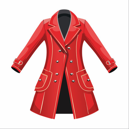 A classic piece of outerwear reimagined in a bold, vibrant red.のイラスト素材