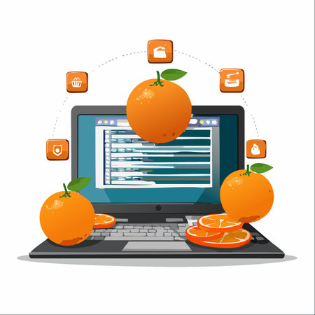 An illustration representing the intersection of fresh food and modern technology.のイラスト素材