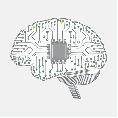 A conceptual illustration where human intelligence meets digital power.のイラスト素材