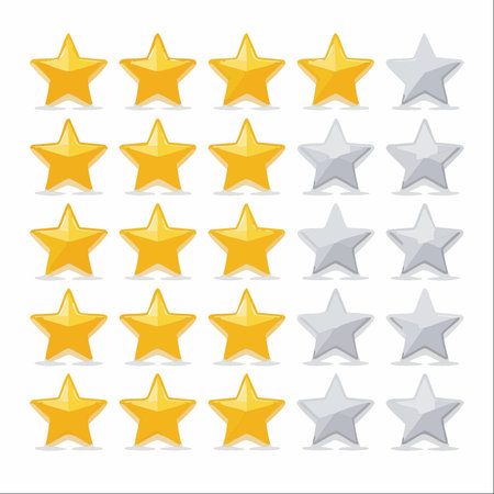 A collection of gold and grey star icons, perfect for representing customer feedback and product...