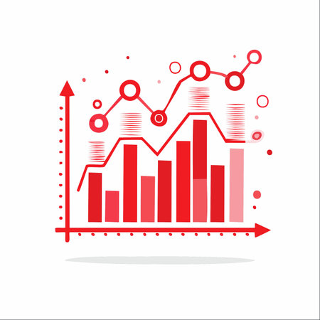 A dynamic, hand-drawn illustration of a business chart showing data analytics.のイラスト素材