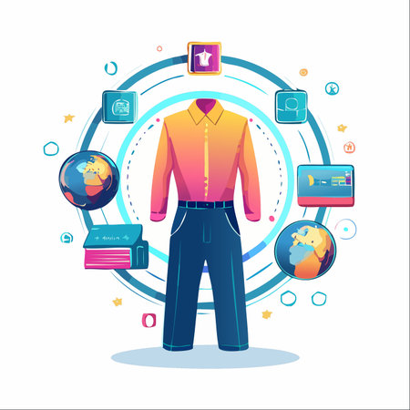 An illustration representing the intersection of fashion and technology.のイラスト素材