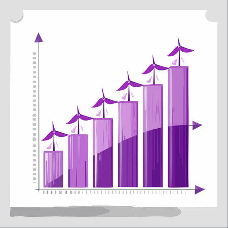 An illustrative bar graph showing the steady growth and success of wind energy.のイラスト素材