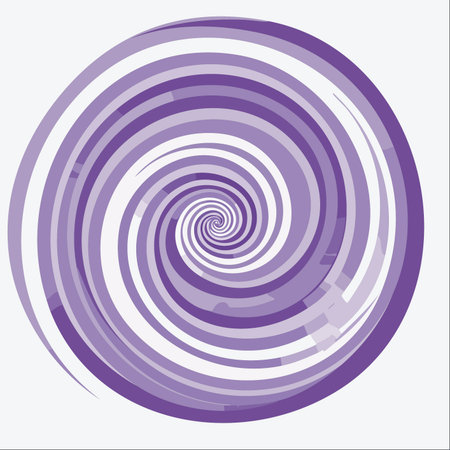 An abstract vector illustration of a hypnotic purple and white spiral, creating a mesmerizing optical illusion.のイラスト素材