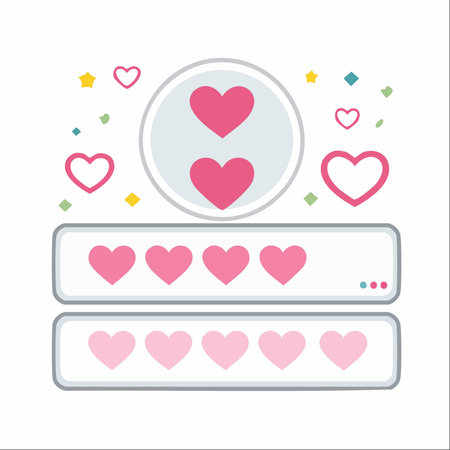 A vibrant user interface for a social media or dating app, where users can give ratings and express love.のイラスト素材
