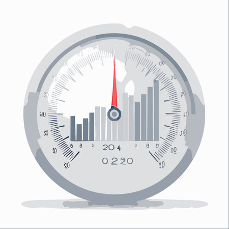 A conceptual gauge where traditional markings are replaced by a dynamic bar chart, representing complex data.のイラスト素材