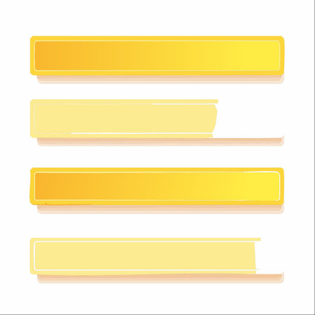 A clean and modern set of four yellow banners and text boxes, isolated on a white background.のイラスト素材