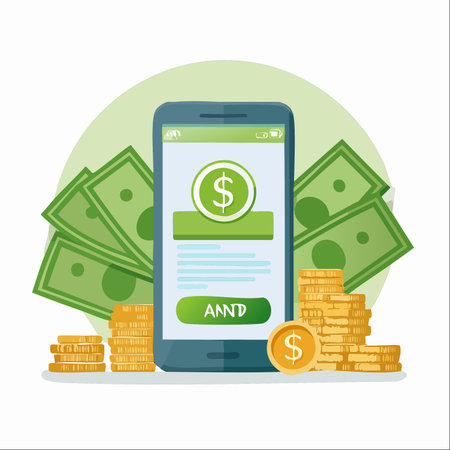 A smartphone displays a modern financial application, simplifying money management.のイラスト素材
