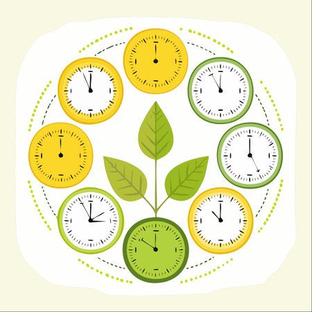 A conceptual illustration symbolizing the relationship between time and natural growth.のイラスト素材