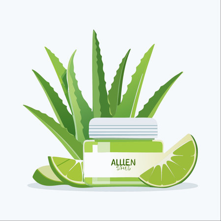 A refreshing blend of nature's best, this cosmetic cream combines the soothing properties of aloe vera with the zesty freshness of lime.のイラスト素材