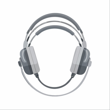 Immerse yourself in high-fidelity sound with this clean, modern illustration of studio-quality headphones.のイラスト素材