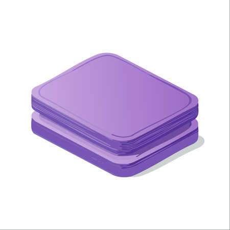 A clean, minimalist illustration of two purple blocks stacked in an isometric view.のイラスト素材