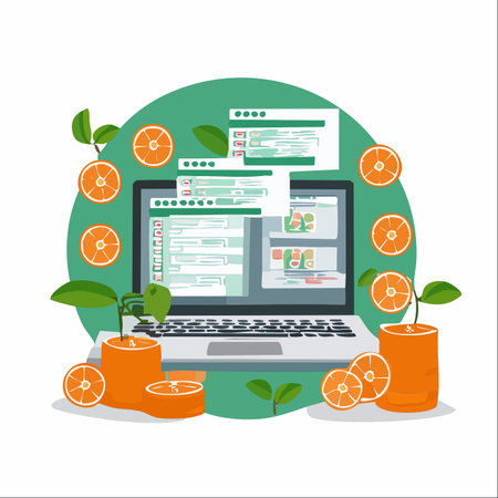 An illustration depicting a modern workspace where fresh ideas are cultivated.のイラスト素材