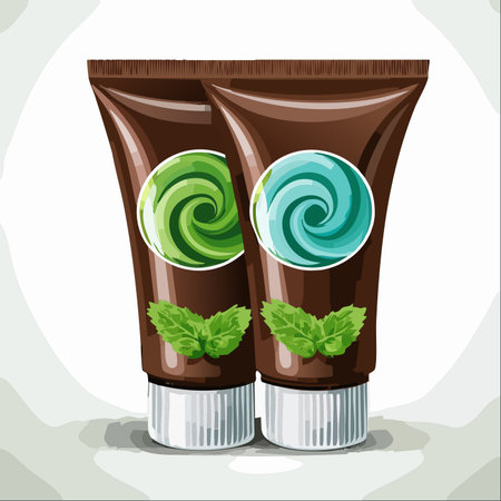 A refreshing duo of natural skincare products. These rich, chocolate-based cream tubes are infused with invigorating mint, offering a revitalizing and indulgent experience for daily beauty routines.のイラスト素材