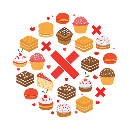 A conceptual illustration representing the choice to live a healthier lifestyle by rejecting sugary desserts.のイラスト素材