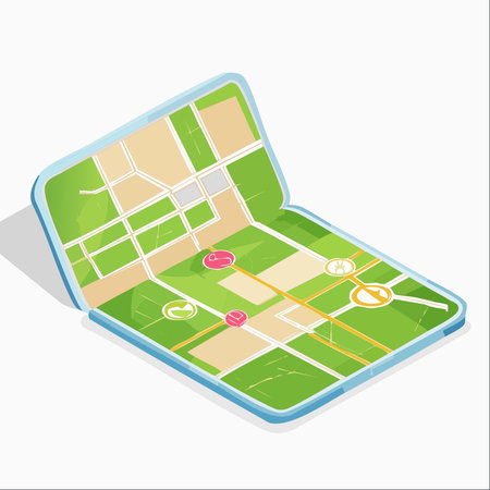 An isometric illustration showcasing the future of mobile technology. A sleek, foldable smartphone...