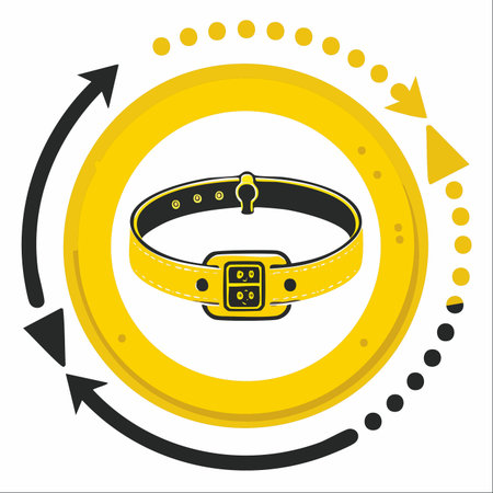 A modern vector icon representing a smart pet collar with a GPS tracker.のイラスト素材