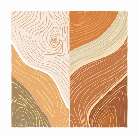 A set of two abstract illustrations capturing the organic flow and intricate patterns of wood grain.のイラスト素材