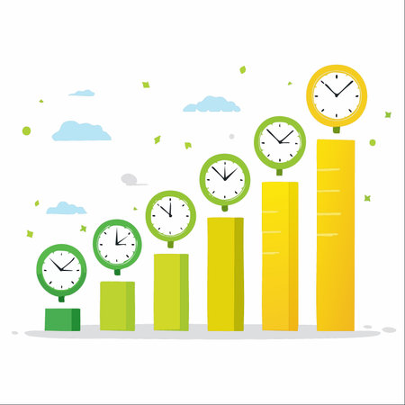 An illustrative concept showing how consistent effort and time management lead to significant growth.のイラスト素材