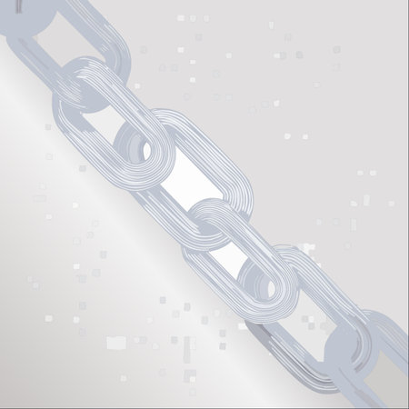 A stylized metal chain rendered against a subtle, digital-themed background. This image symbolizes robust connections, security, and the power of unity in both industrial and technological contexts.のイラスト素材