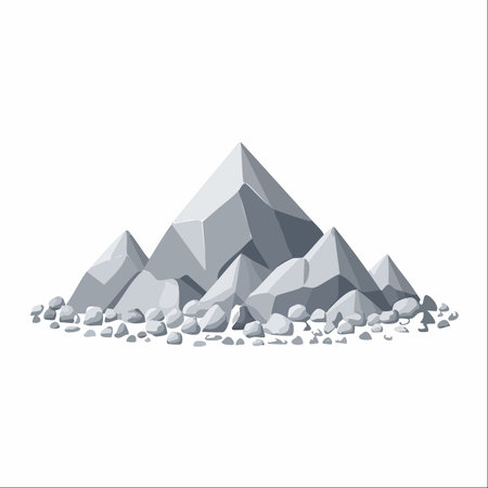 An isolated vector illustration of a heap of gray, angular rocks and smooth stones.のイラスト素材