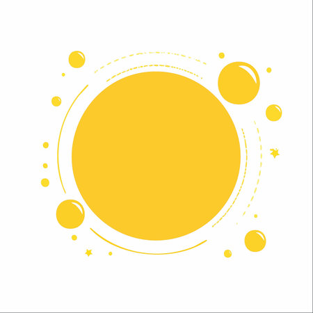 A bright and cheerful abstract design featuring a central yellow circle perfect for text or logos.のイラスト素材