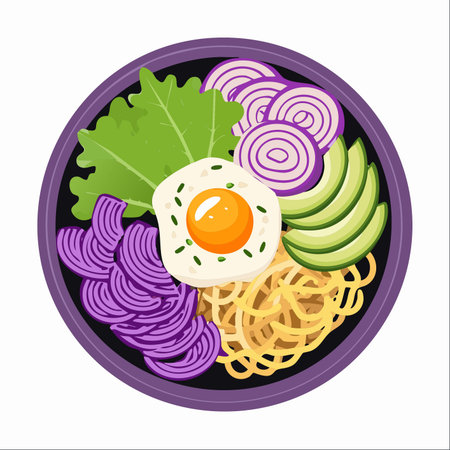 This top-down illustration captures the art of a well-crafted meal.のイラスト素材