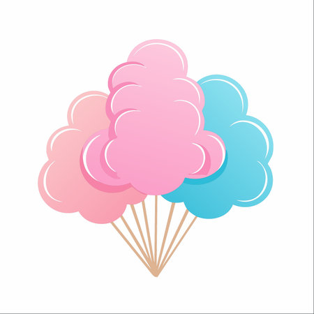 A delightful trio of fluffy, pastel-colored cotton candy, reminiscent of fun-filled days at the carnival or a summer fair.のイラスト素材