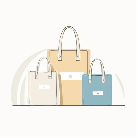 A minimalist illustration of a versatile collection of reusable tote bags.のイラスト素材
