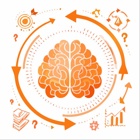 An illustration of the dynamic mental workflow, where curiosity and learning lead to strategic planning.のイラスト素材