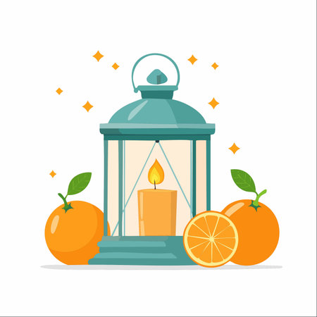 A vintage lantern casts a warm, gentle glow from its flickering candle, creating a cozy and inviting atmosphere.のイラスト素材