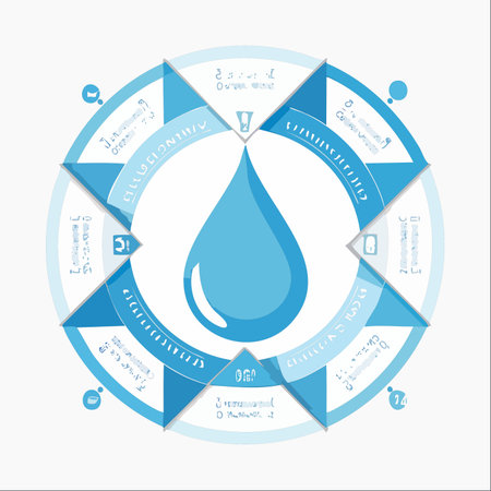 A modern infographic illustrating the process of water purification or a cyclical system.のイラスト素材