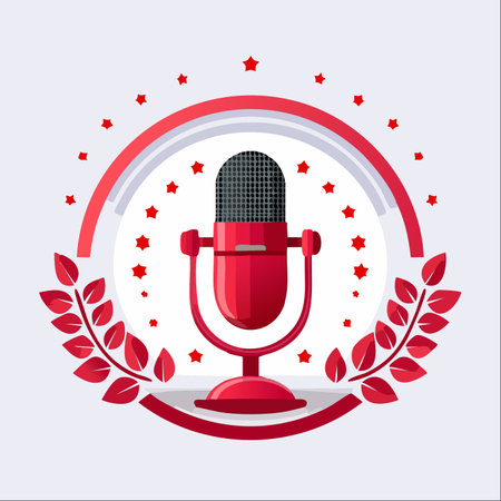 An emblem of achievement for outstanding vocal performance or broadcasting.のイラスト素材